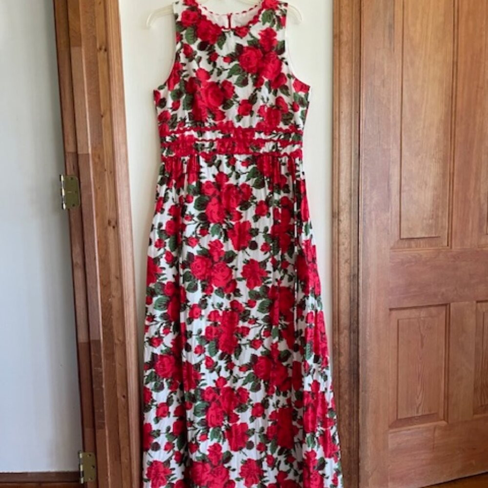 JULES REID The Peony in 50's Rose Party Holiday Christmas Maxi Dress 14